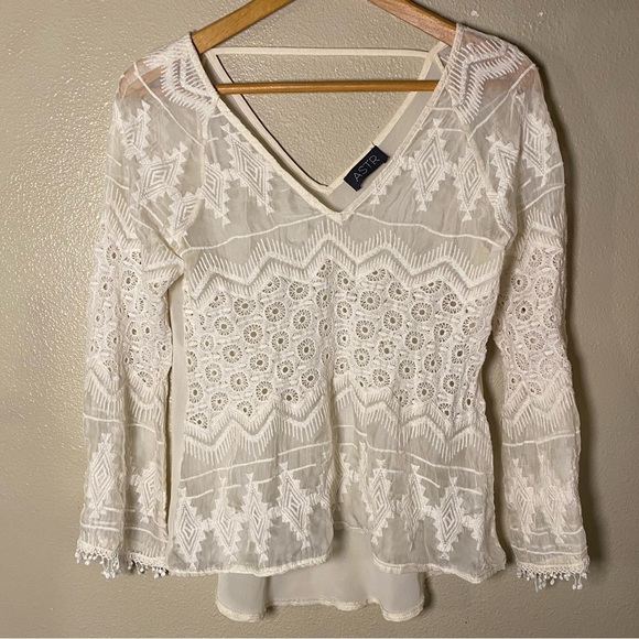 Astr Tops - ASTR Women's White Lace Top Whimsical fairy festival size XS